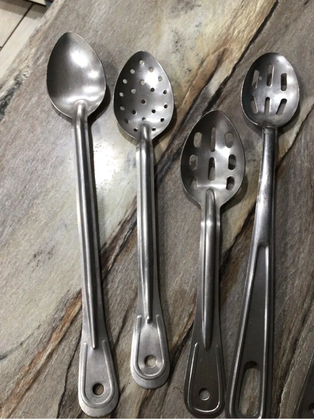 Set of 5 Vintage Stainless Steel Serving Spoons AP-1033 AP-1015 Japan #821 Korea